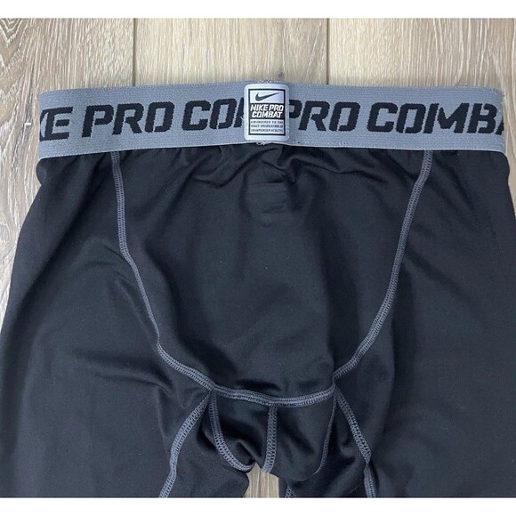 Nike Pro Combat Fleece Ankle Compression Tights Pants Black Mens Sz L *Defect* - Picture 6 of 7